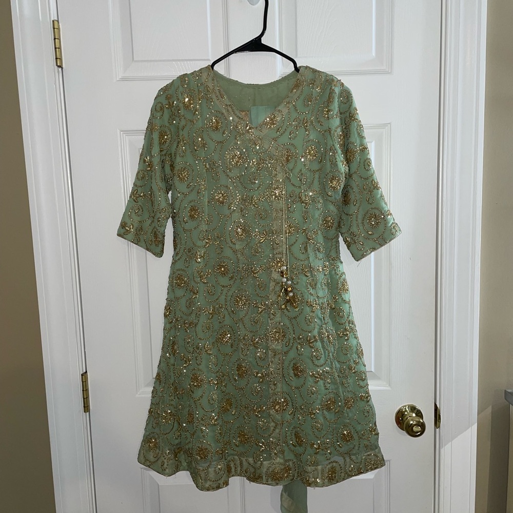 3 piece light green shalwar kameez
